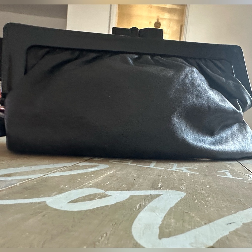 Vintage Black Leather Clutch Bag